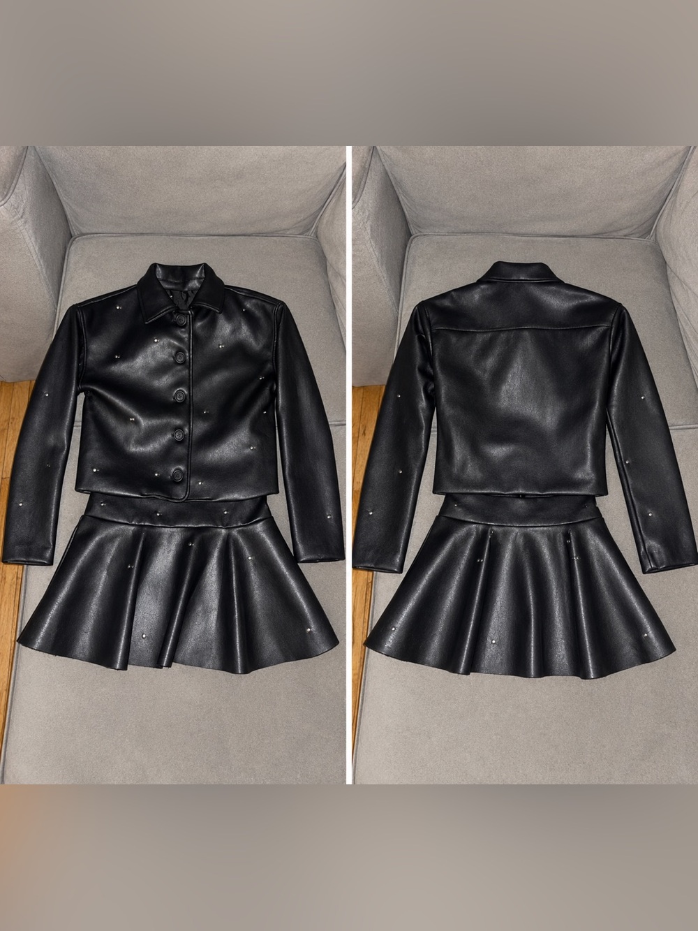 Primark Black Faux Leather Jacket with Stud Accents